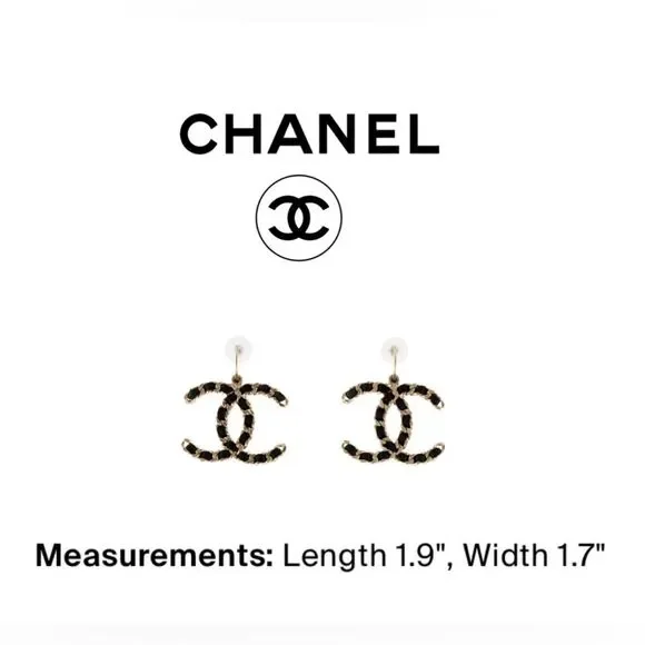 Chanel Vintage Black Gold Chain Dangle Jumbo Earrings Rare Limited Edition - Picture 13 of 14